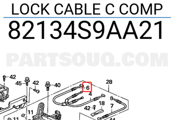 Honda 82134S9AA21 LOCK CABLE C COMP