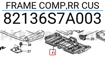 Honda 82136S7A003 FRAME COMP,RR CUS