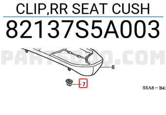 Honda 82137S5A003 CLIP,RR SEAT CUSH