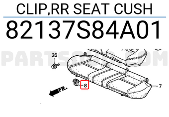 Honda 82137S84A01 CLIP,RR SEAT CUSH