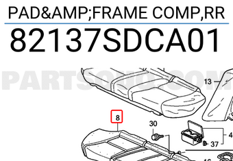 Honda 82137SDCA01 PAD&FRAME COMP,RR