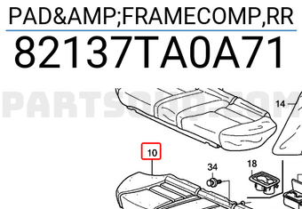 Honda 82137TA0A71 PAD&FRAMECOMP,RR