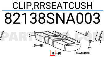Honda 82138SNA003 CLIP,RRSEATCUSH