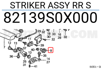 Honda 82139S0X000 STRIKER ASSY RR S