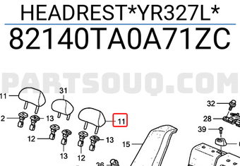 Honda 82140TA0A71ZC HEADREST*YR327L*