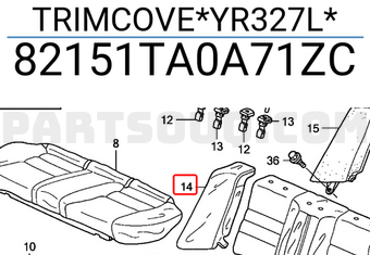 Honda 82151TA0A71ZC TRIMCOVE*YR327L*