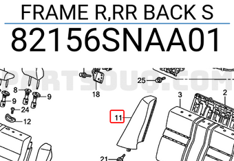 Honda 82156SNAA01 FRAME R,RR BACK S