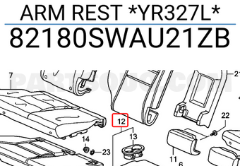 Honda 82180SWAU21ZB ARM REST *YR327L*