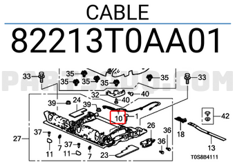 Honda 82213T0AA01 CABLE