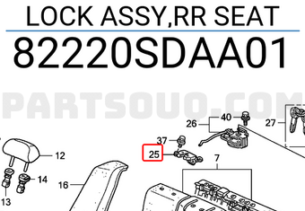 Honda 82220SDAA01 LOCK ASSY,RR SEAT