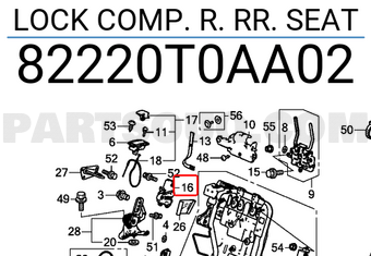 Honda 82220T0AA02 LOCK COMP. R. RR. SEAT