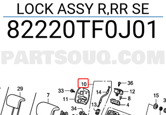 Honda 82220TF0J01 LOCK ASSY R,RR SE