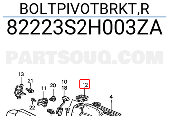 Honda 82223S2H003ZA BOLTPIVOTBRKT,R
