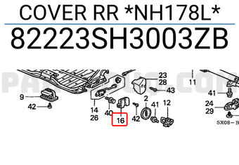 Honda 82223SH3003ZB COVER RR *NH178L*