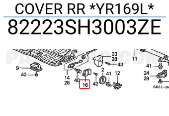 Honda 82223SH3003ZE COVER RR *YR169L*