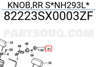 Honda 82223SX0003ZF KNOB,RR S*NH293L*