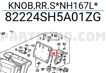 Honda 82224SH5A01ZG KNOB,RR.S*NH167L*