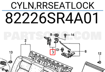 Honda 82226SR4A01 CYLN,RRSEATLOCK
