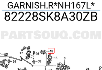 Honda 82228SK8A30ZB GARNISH,R*NH167L*