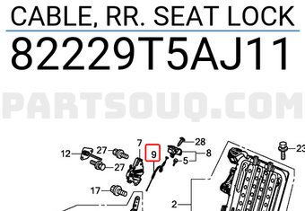 Honda 82229T5AJ11 CABLE, RR. SEAT LOCK