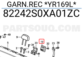 Honda 82242S0XA01ZC GARN.REC *YR169L*