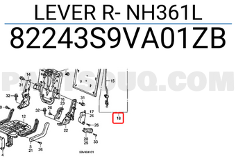 Honda 82243S9VA01ZB LEVER R- NH361L