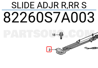 Honda 82260S7A003 SLIDE ADJR R,RR S