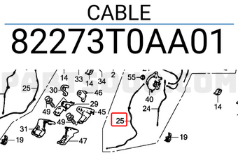Honda 82273T0AA01 CABLE