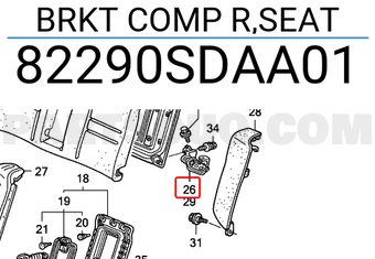 Honda 82290SDAA01 BRKT COMP R,SEAT