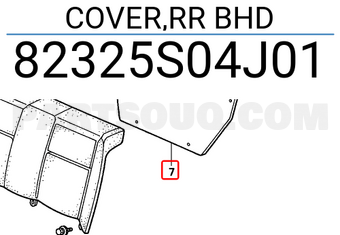 Honda 82325S04J01 COVER,RR BHD
