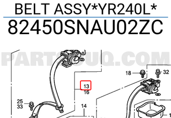 Honda 82450SNAU02ZC BELT ASSY*YR240L*