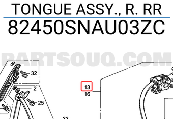 Honda 82450SNAU03ZC TONGUE ASSY., R. RR