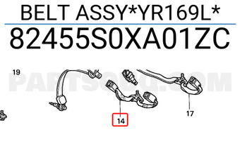 Honda 82455S0XA01ZC BELT ASSY*YR169L*