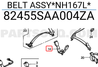 Honda 82455SAA004ZA BELT ASSY*NH167L*