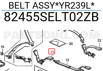 Honda 82455SELT02ZB BELT ASSY*YR239L*