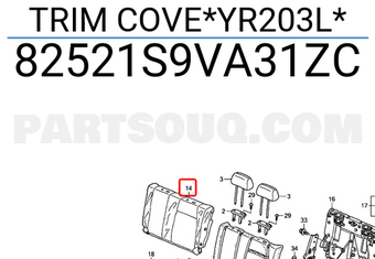 Honda 82521S9VA31ZC TRIM COVE*YR203L*