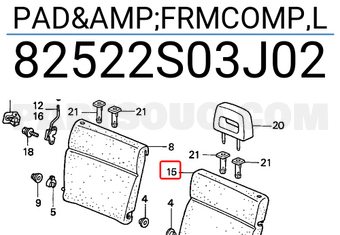 Honda 82522S03J02 PAD&FRMCOMP,L