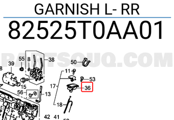 Honda 82525T0AA01 GARNISH L- RR