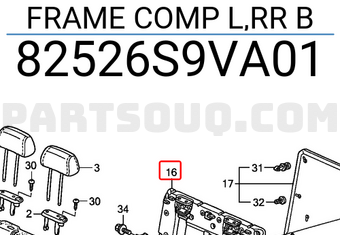 Honda 82526S9VA01 FRAME COMP L,RR B