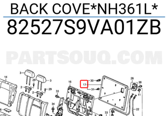 Honda 82527S9VA01ZB BACK COVE*NH361L*