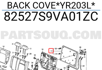 Honda 82527S9VA01ZC BACK COVE*YR203L*