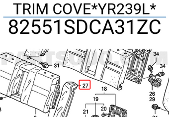 Honda 82551SDCA31ZC TRIM COVE*YR239L*