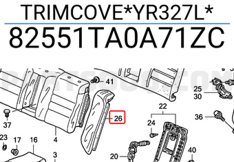 Honda 82551TA0A71ZC TRIMCOVE*YR327L*