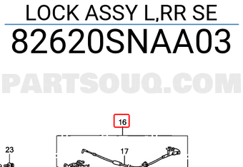 Honda 82620SNAA03 LOCK ASSY L,RR SE
