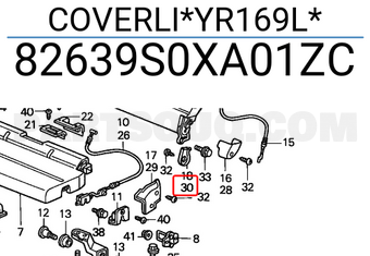Honda 82639S0XA01ZC COVERLI*YR169L*