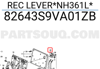 Honda 82643S9VA01ZB REC LEVER*NH361L*