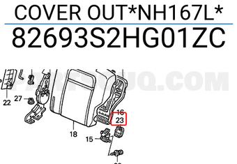 Honda 82693S2HG01ZC COVER OUT*NH167L*