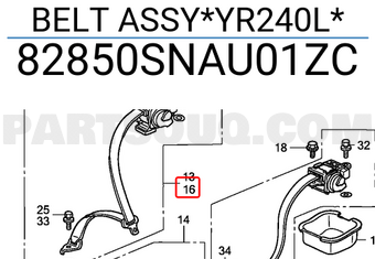 Honda 82850SNAU01ZC BELT ASSY*YR240L*