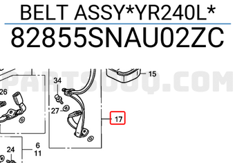 Honda 82855SNAU02ZC BELT ASSY*YR240L*