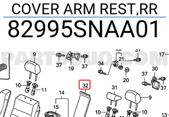 Honda 82995SNAA01 COVER ARM REST,RR